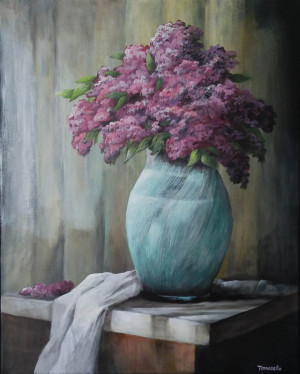 13 - "Lilac Still Life" by Frank Tomasello - Acrylic - 16"x20" - $275  - contact f_tomasello@comcast.net
