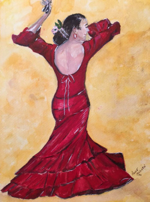 26 - "Flamenco Dancer" by Anne Mullen - Watercolor - 9"x12" - $100  - contact wfmullen@gmail.com