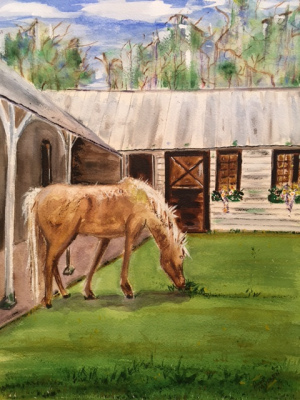 27 - "Plantation Palomino" by Anne Mullen - Watercolor - 16"x12" - $150  - contact wfmullen@gmail.com