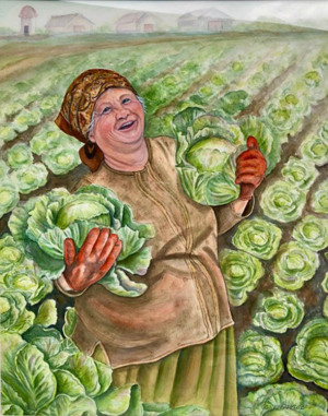 32 - "A Beautiful Bounty of Love" by Jane Booras - Watercolor - 23"x27" - $400 framed - contact jane913@comcast.net