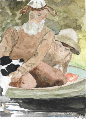 34 - "Homage to Homer" by Lanae DiSilvio - Watercolor - 5"x7" - NFS - contact lanae.disilvio@gmail.com