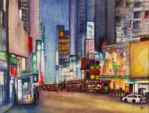 36 - "Urban Glow" by Shaila Desai - Watercolor - 10"x8" - NFS - contact rdesai36@yahoo.com