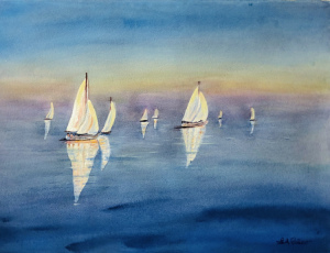 39 - "Just Chill'n" by Sheila Falco - Watercolor - 14"x11" - $150  - contact sfc0224@gmail.com