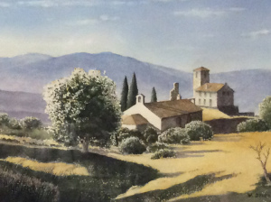 40 - "Tuscan Hills" by Bill Deveney - Watercolor - 15"x11" - $350  - contact bdeveney66@gmail.com