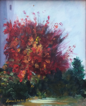 50 - "Red Tree" by Louise Conti - Oil - 8"x10" - NFS - contact louise.conti@verizon.net