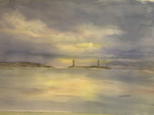 52 - "Twin Lights, Gloucester" by Louise Anderson - Watercolor - 24"x18" - $250  - contact ardlochan@verizon.net