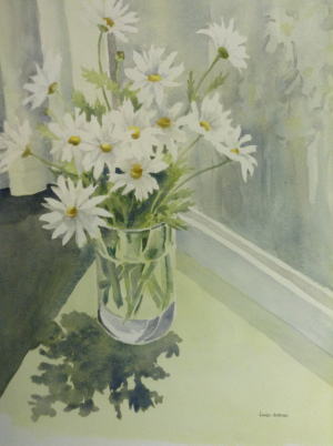 53 - "Daisies at the Window" by Louise Anderson - Watercolor - 18"x24" - $250  - contact ardlochan@verizon.net