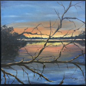 59 - "Atmospheric Phenomena" by Donna Barnes - Oil - 12"x12" - $175 framed - contact ddtbarnes@gmail.com