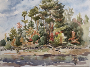 66 - "Reservoir" by Anne Rogers - Watercolor - 9"x12" - $100  - contact acrogers1844@hotmail.com