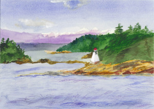 69 - "Pacific Lighthouse" by Mary Lynch - Watercolor - 10"x14" - $100 framed - contact lynchmaryusa@yahoo.com