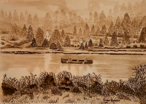70 - "Canoeing on the Ipswich" by Carolyn Ruocco - Watercolor - 8"x10" - NFS - contact ruoccocarolyn@gmail.com