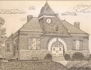 73 - "Flint Public Library, Middleton" by Cynthia Ruocco - Pen/Ink - 20"x16" - NFS - contact cindiruocco@yahoo.com