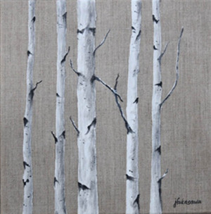 78 - "Birch Grove" by Joyce Fukasawa - Acrylic - 12"x12" - SOLD  - contact mimijyf@gmail.com