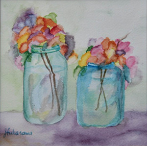 79 - "Cut Flowers" by Joyce Fukasawa - Watercolor - 7"x7" - $150  - contact mimijyf@gmail.com