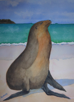 82 - "Basking Sea" by Pamela Krinsky - Watercolor - 8"x10" - NFS - contact pjkrinsky@aol.com