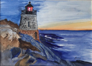 91 - "Rhode Island Lighthouse" by Britt Daw - Watercolor  - 16"x12" - $150  - contact brittdaw@hotmail.com