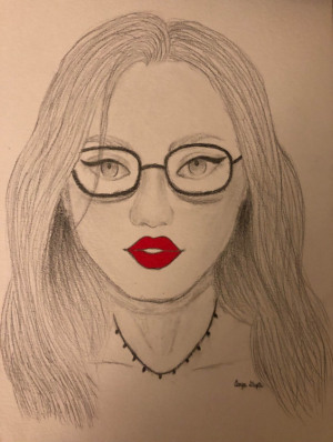 94 - "Red Lips" by Aanya Gupta - Acrylic - 10"x7" - $50  - contact deepa.jhaveri@gmail.com
