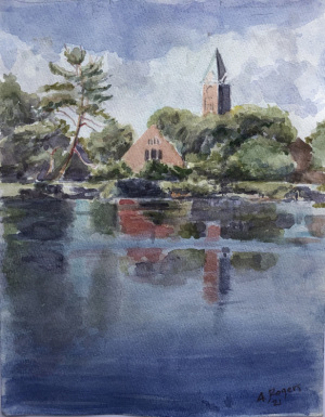 23A. Church on The River by Anne  Rogers