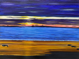 29A. Dusk at Long Beach, Gloucester, MA (Twin Towers) by Cynthia Ruocco