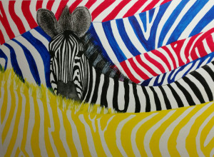 15A. Zebra Hiding in the Primary Colors by Philip Hermann