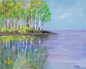 Reflections 8x10 Matted, canvas boardby Angela Addonizio