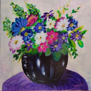 Black Vase, floral by Angela Addonizio