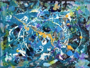 Finding Balance in the Chaos Abstract, 8x6 Cotton Board by Angela Addonizio