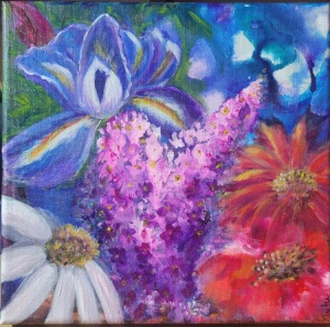 Pick Me, Mixed Media Wrapped Canvas by Angela Addonizio
