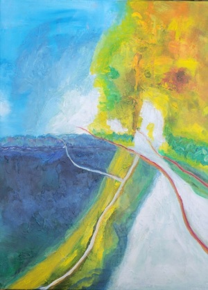 Road Well Traveled, Mixed Media by Angela Addonizio