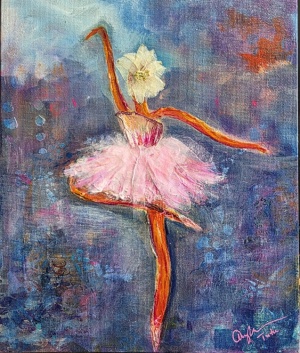 Sugar Plum Fairy, 8x10, mixed media Canvas Board by Angela Addonizio
