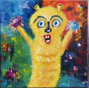 Tiny the puppet, 8x8 wrapped canvas by Angela Addonizio