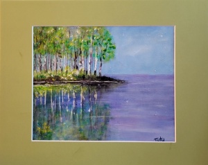 Reflections 8x10 Matted, canvas board by Angela Addonizio