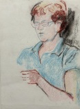 “Sally Knitting” 12” x 9” Pastel