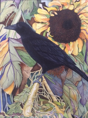 Crow with Sunflower