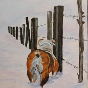 Walking the Line, Acrylic, 11x15 Framed by Beverly Cook