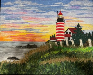 West Quoddy Head Lighthouse, Fiber, 16x20, Framed by Beverly Cook