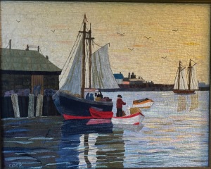 Quiet Harbor, Fiber, 16x20, Framed by Beverly Cook