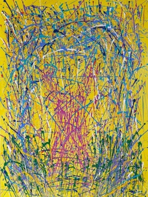 Hot Pink Overalls! 48 x 36 Acrylic on Canvas