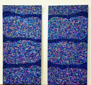 Midsummer Fields I and II Diptych Acrylic on 16 x 8 Canvases