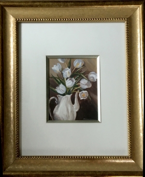 White Tulips in White Pitcher