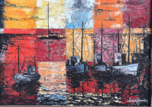 "Fishing Boats"  32"x46"  Oil
