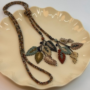 Cascading Fall Leaf Necklace by Leslie Chang