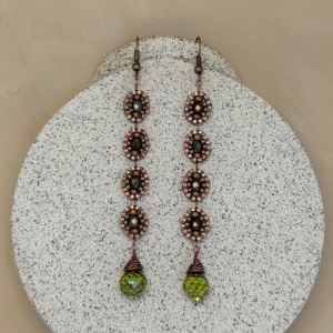 Copper and Green Cubic Zirconia Drops by Leslie Chang