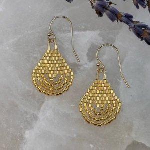 Fan Drops in Gold by Leslie Chang