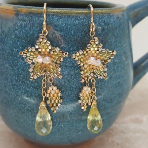 Gold Star Peridot Drops by Leslie Chang
