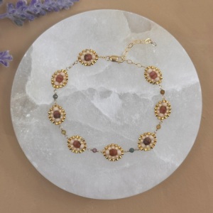 Medallion Bracelet in Gold and Tourmaline by Leslie Chang