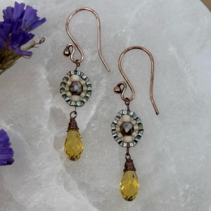 Medallion Drops in Citrine Crystal by Leslie Chang