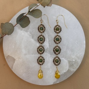 Medallion Drops in Citrine and Bronze by Leslie Chang