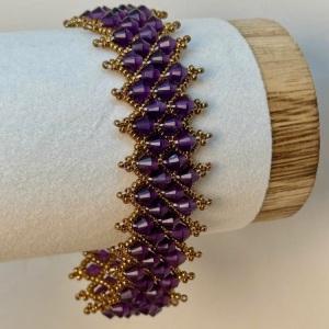Stained Glass Bracelet in Amethyst and Bronze by Leslie Chang