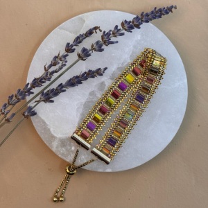 Tile Bracelet in Irridescent Gold by Leslie Chang